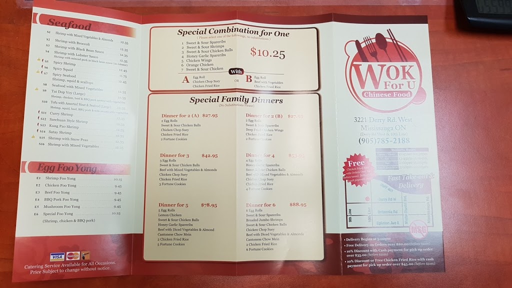 Wok for U | 3221 Derry Rd W, Mississauga, ON L5N 8R8, Canada | Phone: (905) 785-2188