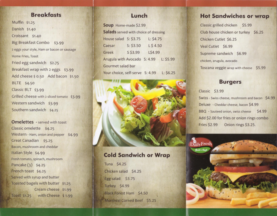 Daily Fresh Grill & Café | 3295 14th Ave, Markham, ON L6G 1B2, Canada | Phone: (905) 477-6889