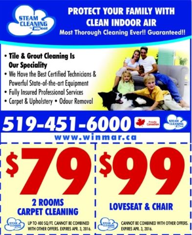 Steam Cleaning By Winmar | 171 Stronach Crescent, London, ON N5V 3G5, Canada | Phone: (519) 451-6000