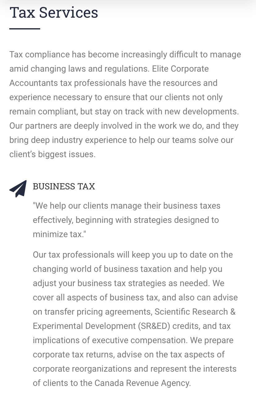 Elite Corporate Accountants | 60 Swanton Rd, Brampton, ON L6X 5H5, Canada | Phone: (289) 889-1348