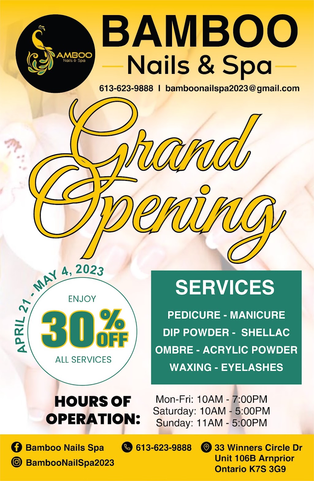 Bamboo Nails & Spa | 39 Winners Cir Dr, Arnprior, ON K7S 3G9, Canada | Phone: (613) 623-9888
