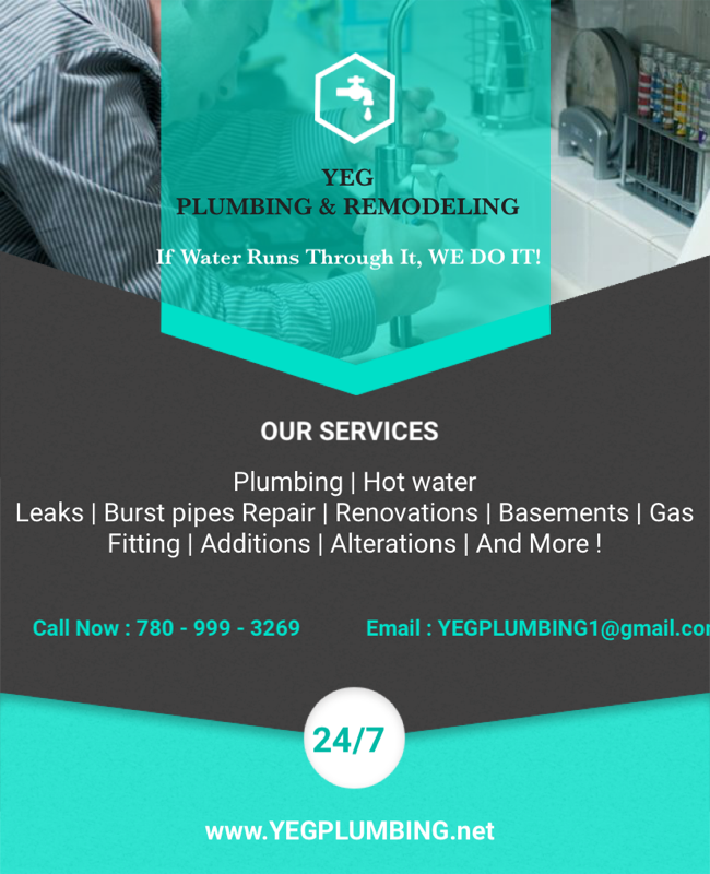 YEG Plumbing and Remodelling | 18616 53 Ave NW, Edmonton, AB T6M 2G3, Canada | Phone: (780) 999-3269