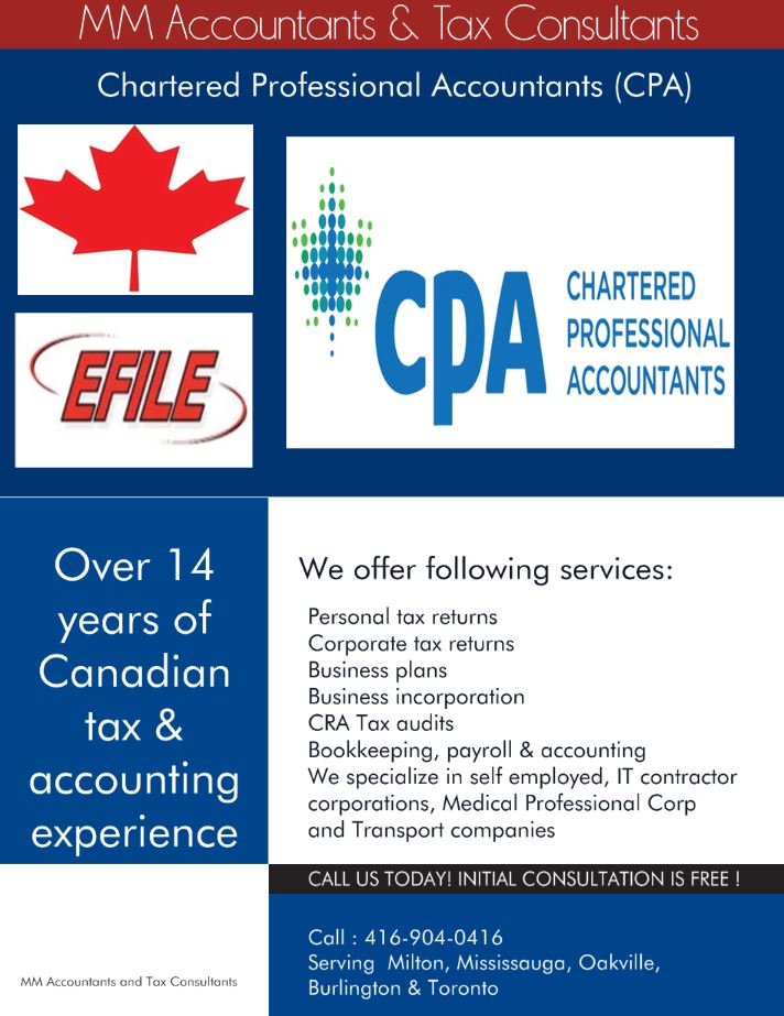 MM Accountants & Tax Consultants CPA | 466 English Mill Ct, Milton, ON L9E 0A6, Canada | Phone: (226) 400-8333