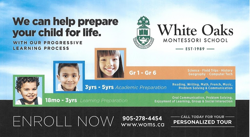 White Oaks Montessori School and Day Care | 1200 Vanier Dr, Mississauga, ON L5H 4C7, Canada | Phone: (905) 278-4454