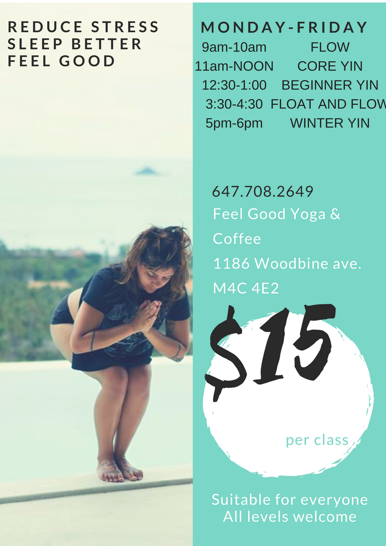 Feel good cafe and yoga | 1186 Woodbine Ave, East York, ON M4C 4E2, Canada | Phone: (416) 475-5424