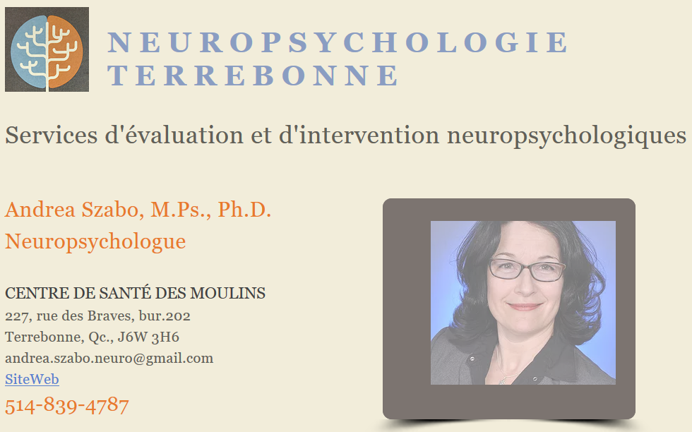 Neuropsychologie Terrebonne | 877 Rue Saint Pierre, Terrebonne, QC J6W 1E6, Canada | Phone: (514) 839-4787