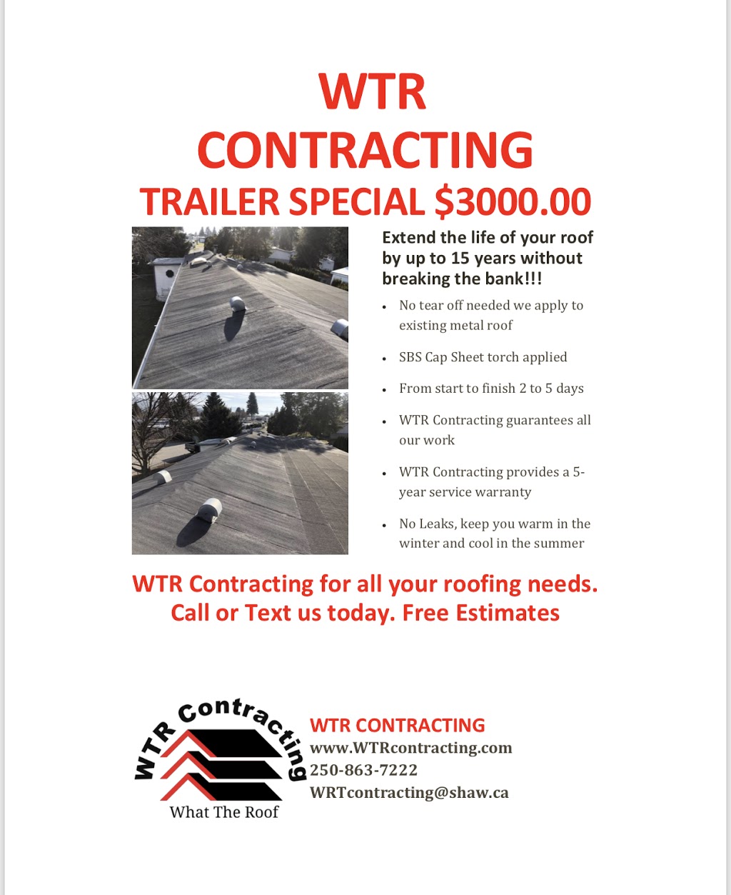 WTR Contracting | 2759 Springfield Rd, Kelowna, BC V1X 4M7, Canada | Phone: (250) 863-7222
