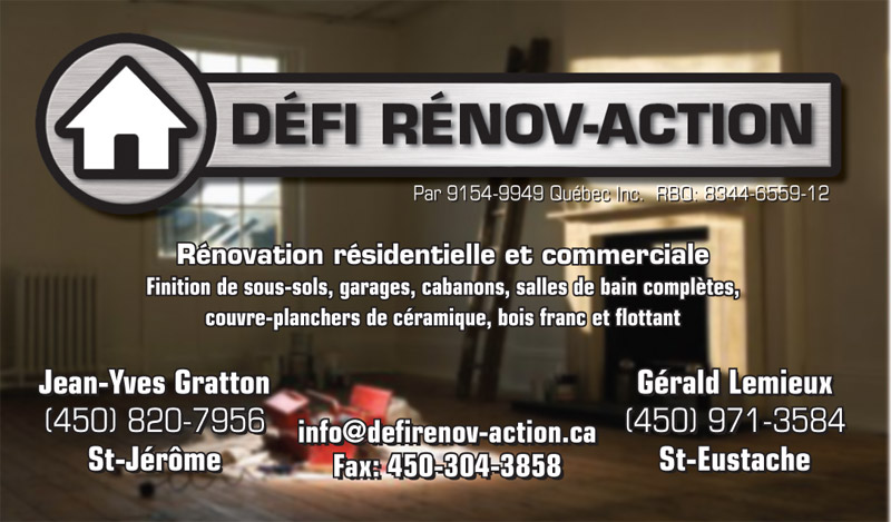 Défi Rénov-Action Rénovation | 263 Rue Orléans, Saint-Eustache, QC J7P 4Z5, Canada | Phone: (450) 971-3584