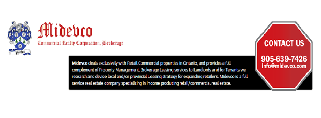 Midevco Midevco Commercial Realty Corporation | 980 Fraser Dr #109, Burlington, ON L7L 5P5, Canada | Phone: (905) 639-7426