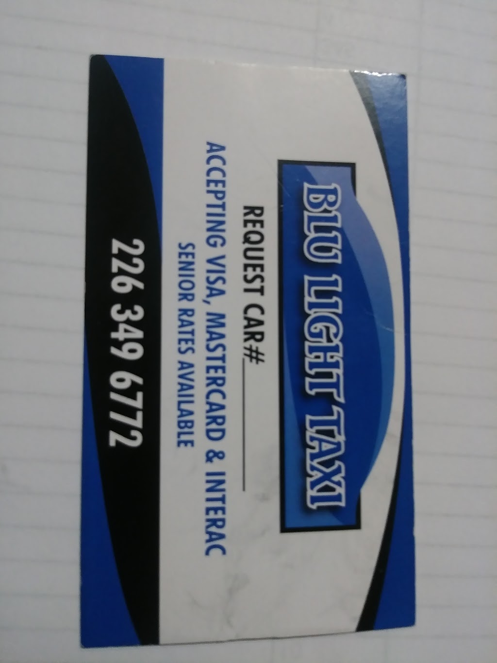 Blu Light Taxi Company | 442 Palmerston St S, Sarnia, ON N7T 3P3, Canada | Phone: (226) 349-6772