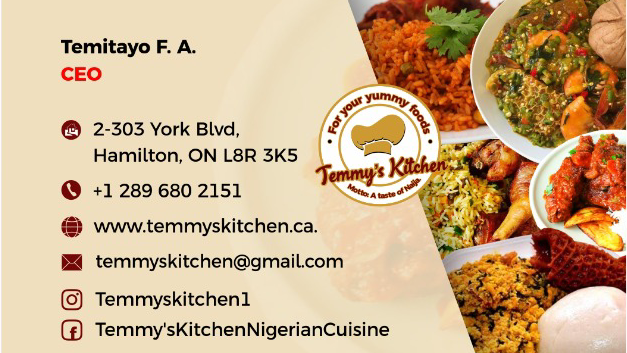 Temmys Kitchen | 303 York Blvd #2, Hamilton, ON L8R 3K5, Canada | Phone: (289) 680-2151