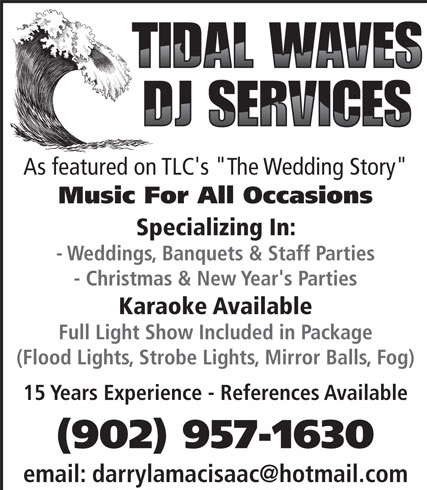 Tidal Waves DJ Services | 259 Glenwood Dr, Truro, NS B2N 1P8, Canada | Phone: (902) 957-1630