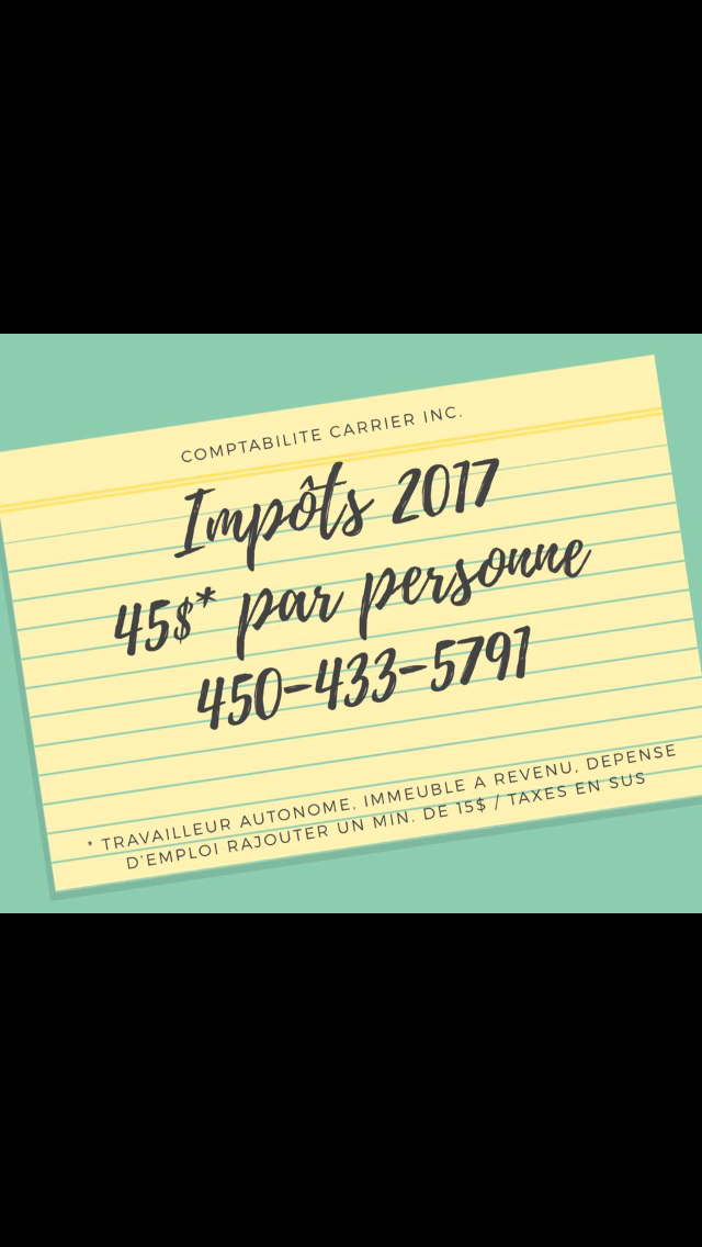 Comptabilite Carrier | 106A Rue Émilien Marcoux, Blainville, QC J7C 0B5, Canada | Phone: (450) 433-5791