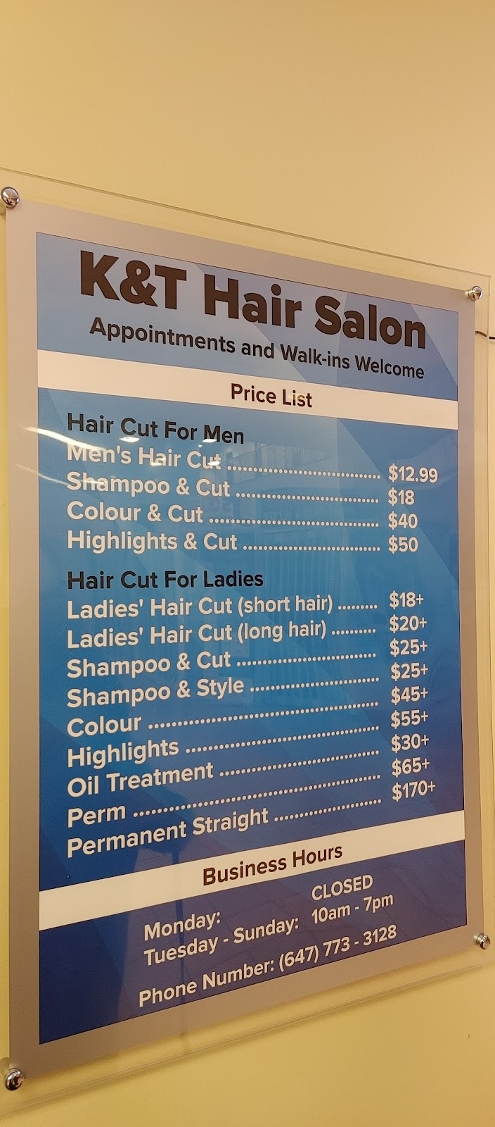 K&T Hair Salon | 1550 S Gateway Rd, Mississauga, ON L4W 5G6, Canada | Phone: (647) 773-3128