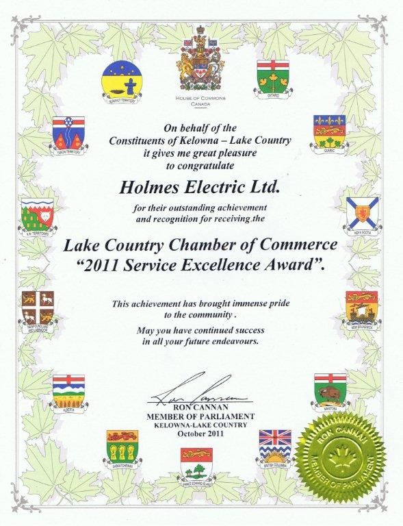 Holmes Electric Ltd | 1420 Menu Rd, West Kelowna, BC V4T 2R9, Canada | Phone: (250) 768-3533