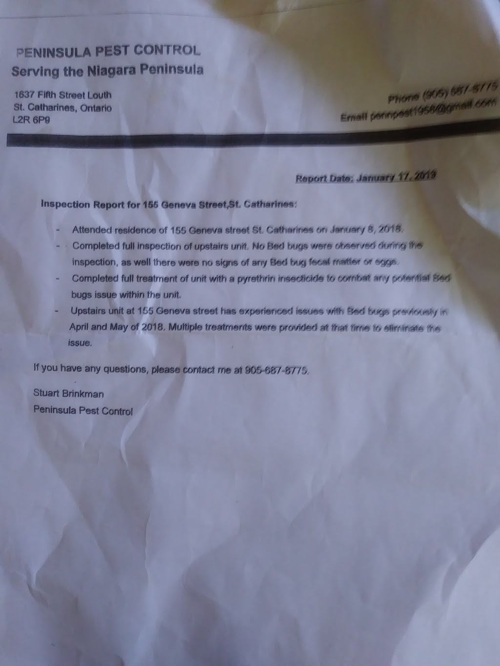 Peninsula Pest Control Ltd | 1637 Fifth Street Louth, St. Catharines, ON L2R 6P9, Canada | Phone: (905) 687-8775