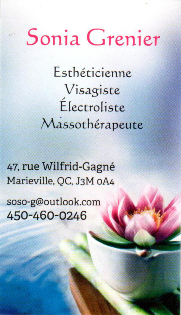 Sonia Grenier Esthétique | 47 Rue Wilfrid-Gagné, Marieville, QC J3M 0A4, Canada | Phone: (450) 460-0246