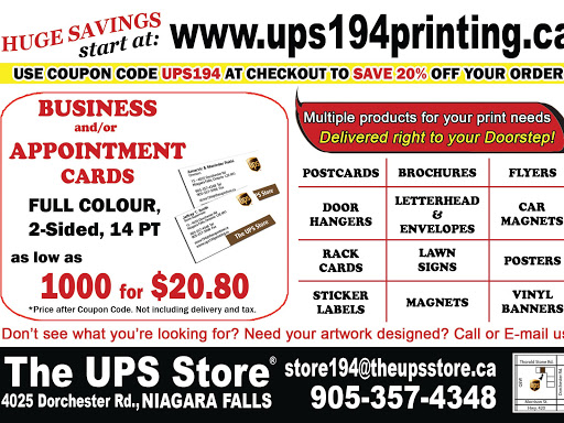 The UPS Store #194 | 4025 Dorchester Rd, Niagara Falls, ON L2E 6N1, Canada | Phone: (905) 357-4348