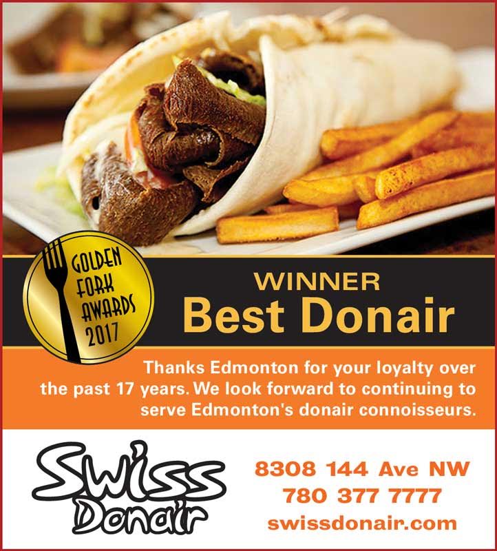 Swiss Donair | 8308 144 Ave NW, Edmonton, AB T5E 2H4, Canada | Phone: (780) 377-7777