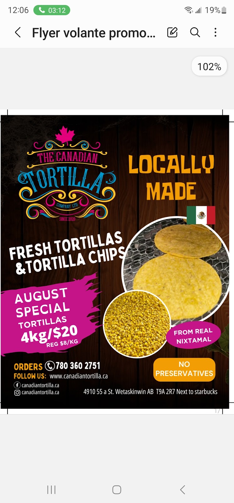 Tha Canadian Tortilla Company | 4910 55a St #104, Wetaskiwin, AB T9A 2R7, Canada | Phone: (587) 468-1612