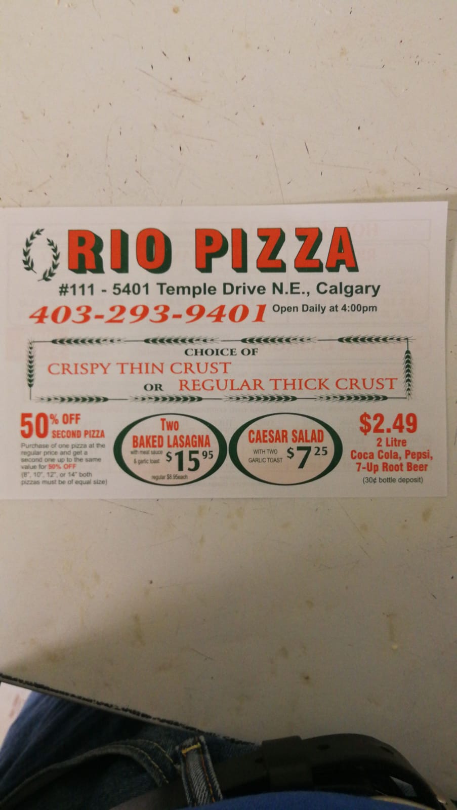 Rio Pizza Temple | 5401 Temple Dr NE, Calgary, AB T1Y 3R7, Canada | Phone: (403) 293-9401