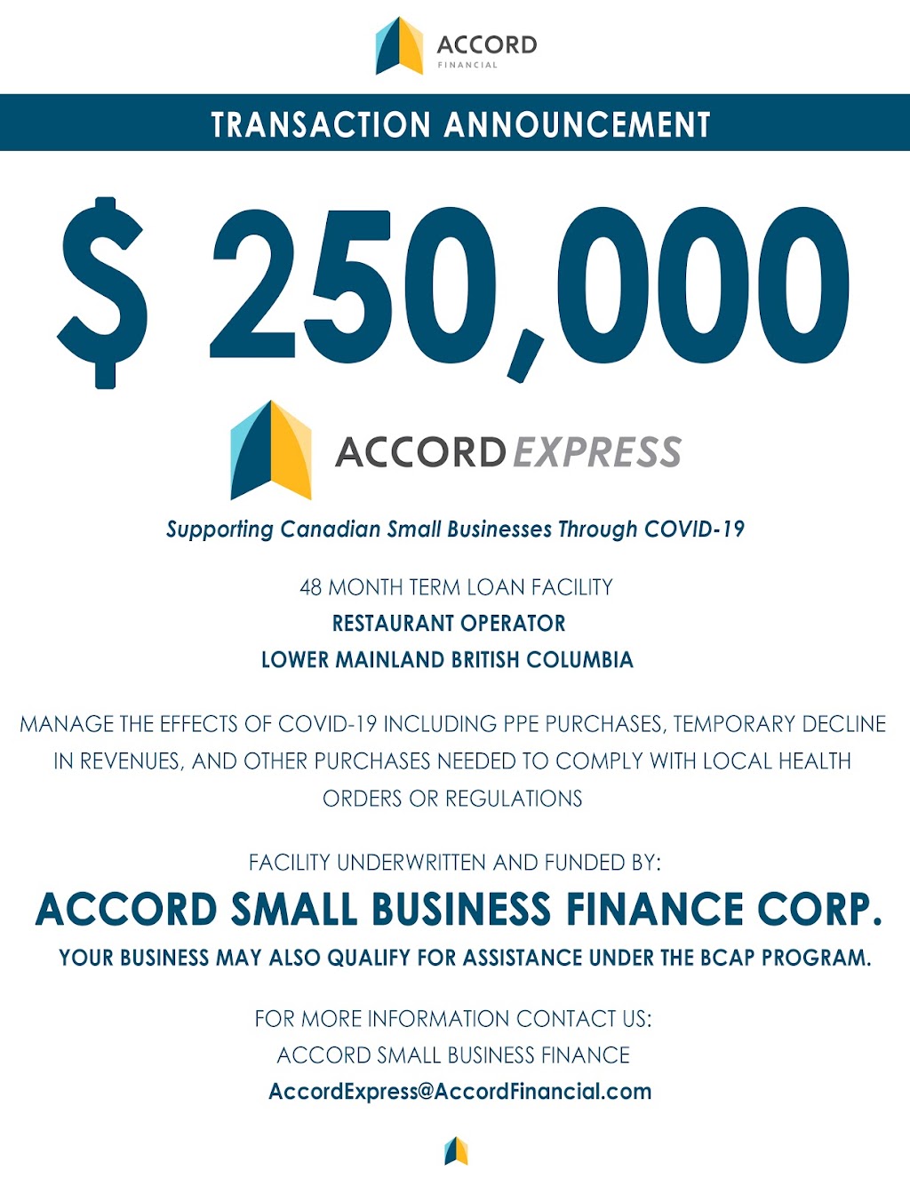 Accord Small Business Finance | 889 Harbourside Dr Suite 300, North Vancouver, BC V7P 3S1, Canada | Phone: (844) 982-3010