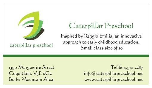 Caterpillar Preschool | 1390 Marguerite St, Coquitlam, BC V3E 0G2, Canada | Phone: (604) 941-2287