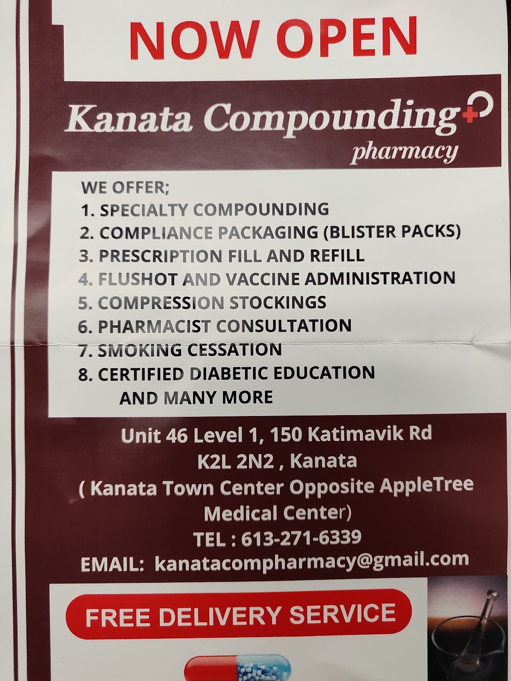 Kanata Compounding Pharmacy | 150 Katimavik Rd unit 146, Kanata, ON K2L 2N2, Canada | Phone: (613) 271-6339