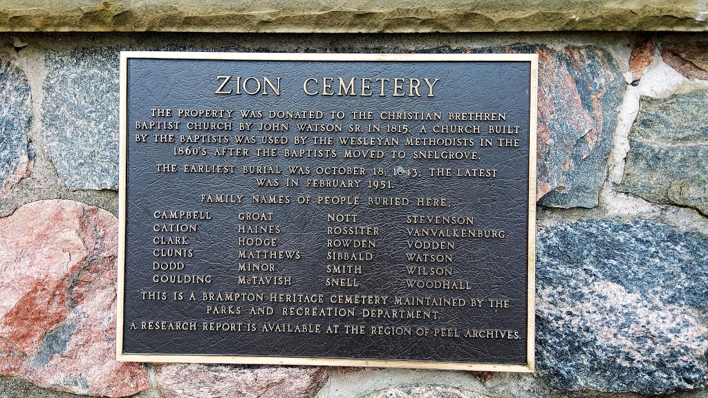 Zion Cemetery | 4N8, Conservation Dr, Brampton, ON L6Z 4R3, Canada