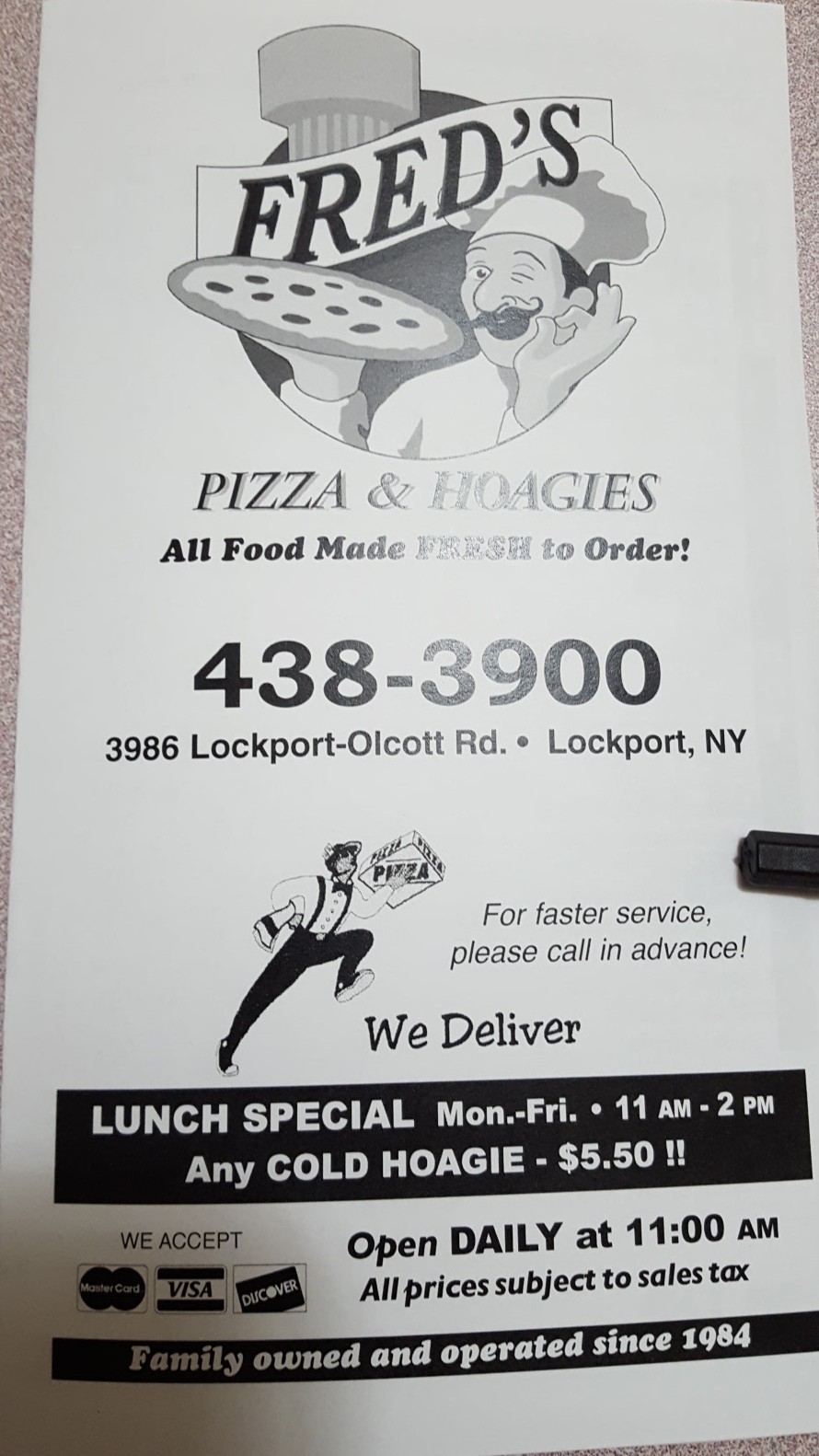 Freds Pizza Wrights Corners | Lockport, NY 14094, USA | Phone: (716) 438-3900