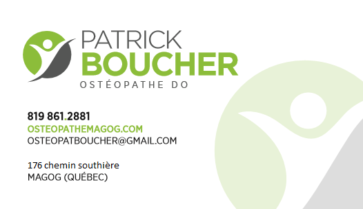 Patrick Boucher Ostéopathe | 176 Chemin Southière, Magog, QC J1X 5T6, Canada | Phone: (819) 861-2881