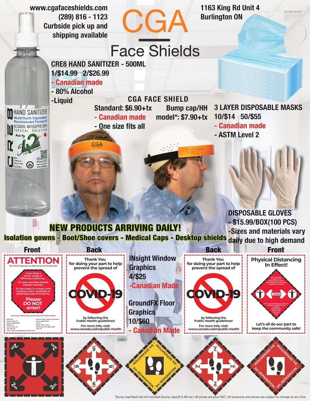 CGA Face Shields | 1163 King Rd unit 4, Burlington, ON L7T 0B4, Canada | Phone: (905) 616-4817