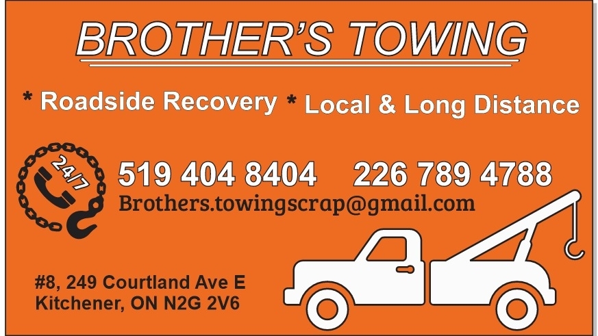 Brothers Towing Kitchener | 249 Courtland Ave E, Kitchener, ON N2G 2V6, Canada | Phone: (519) 404-8404