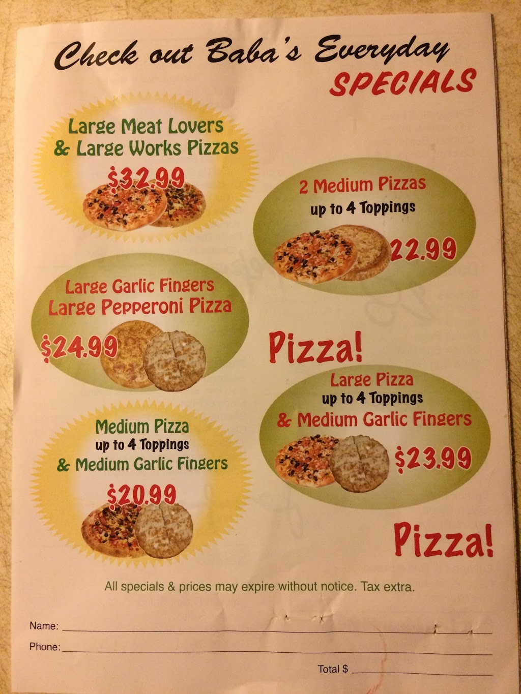 Babas Pizzeria | 860 Old Sambro Rd, Harrietsfield, NS B3V 1A4, Canada | Phone: (902) 407-8080