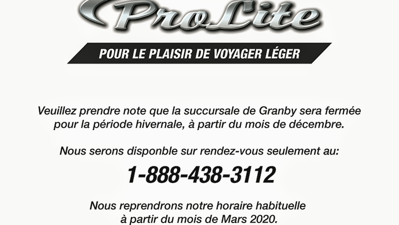 Roulottes Prolite Granby (Distribution) | 1360 Rue Denison O, Granby, QC J2J 0L8, Canada | Phone: (888) 994-3010