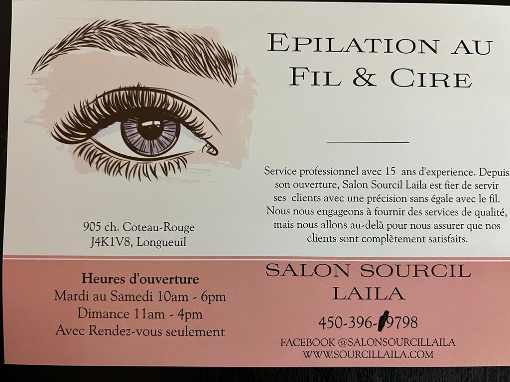 Salon Sourcil Laila | 905 Chem. du Coteau-Rouge, Longueuil, QC J4K 1V8, Canada | Phone: (450) 396-9798