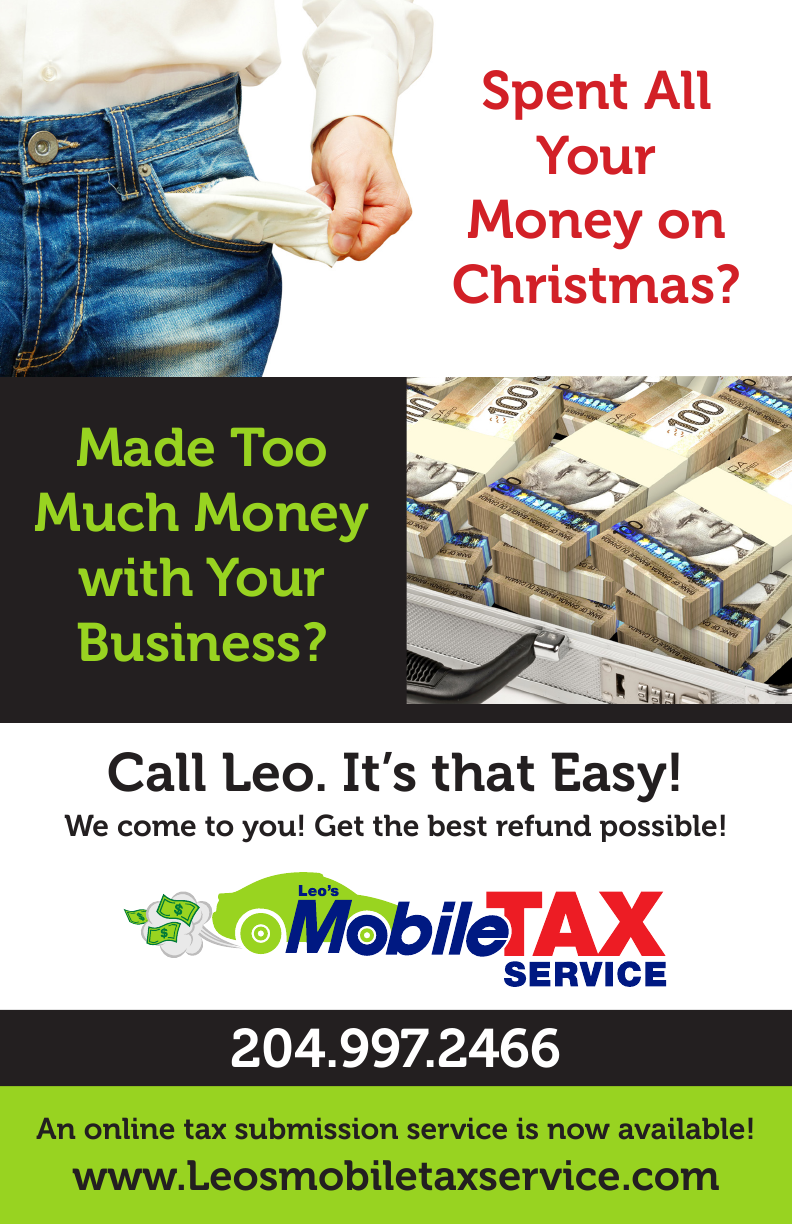 Leos Mobile Tax Service | 8-90 Brandt St, Steinbach, MB R5G 0T3, Canada | Phone: (204) 997-2466