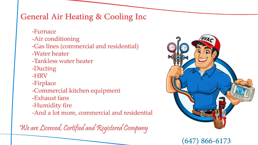 General Air Heating & Cooling | 26 Golden Terrace Ct, Kitchener, ON N2N 3L2, Canada | Phone: (647) 866-6173