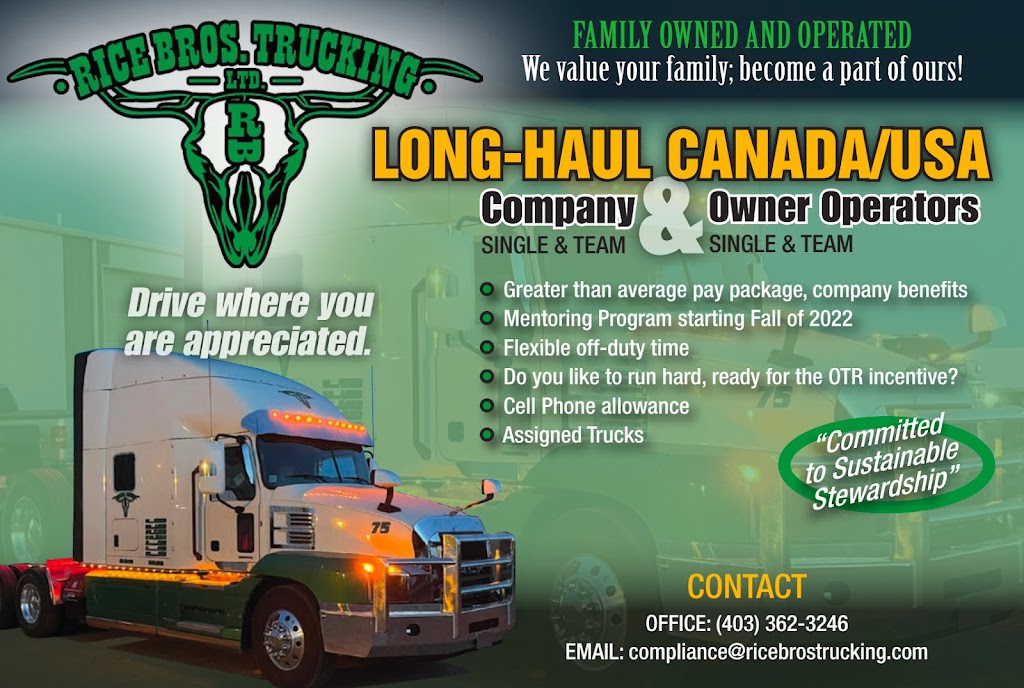 Rice Bros. Trucking Ltd. | 145051 Township Road 192 South, Brooks, AB T1R 1B2, Canada | Phone: (403) 362-3246