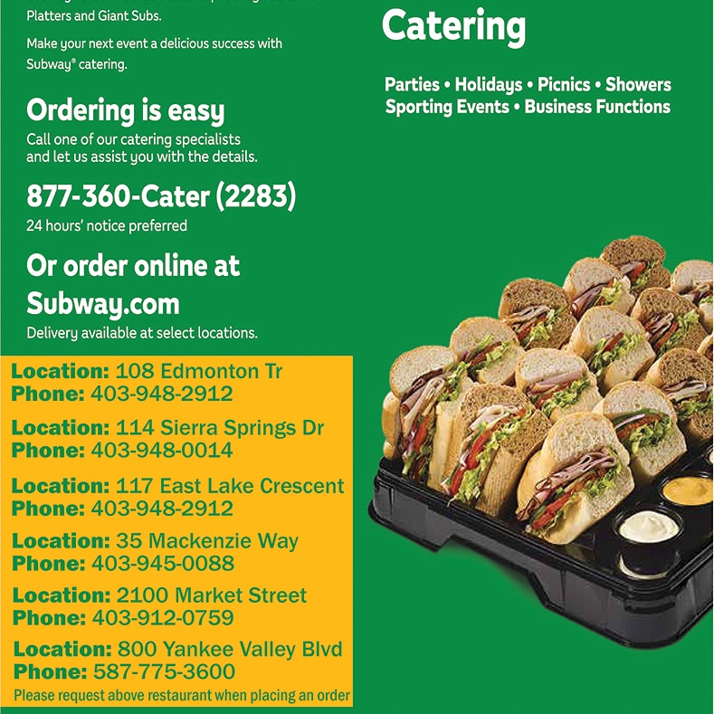 Subway | 800 Yankee Valley Blvd #205, Airdrie, AB T4B 3E3, Canada | Phone: (587) 775-3600