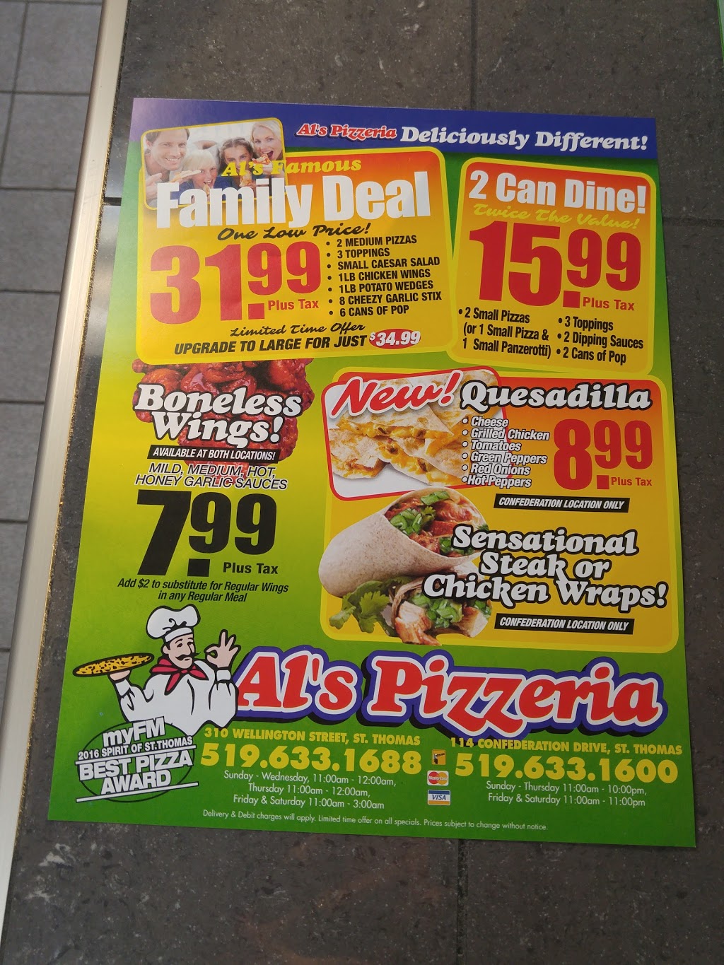 Als Pizzeria | 310 Wellington St, St Thomas, ON N5R 2T1, Canada | Phone: (519) 633-1688