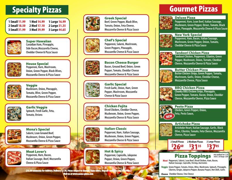 Mona Pizza and pasta | 22292 Dewdney Trunk Rd, Maple Ridge, BC V2X 3H9, Canada | Phone: (604) 463-1111