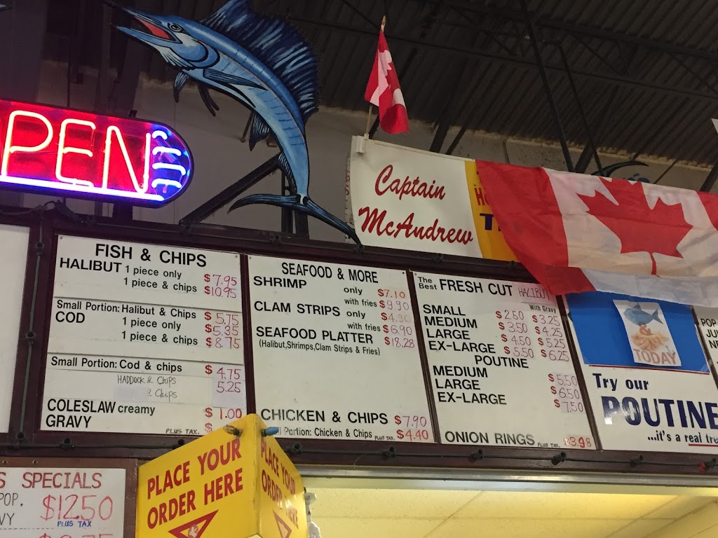 Captain McAndrew Fish & Chips | Food Court 1 Pickering Markets, 1400 Squires Beach Rd, Pickering, ON L1W 4B9, Canada | Phone: (289) 232-8969