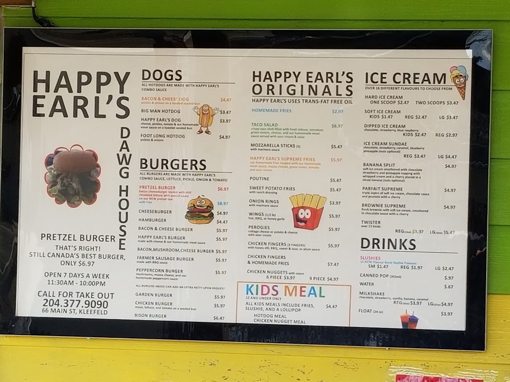 Happy Earls Dawg House | 66 Main St S, Kleefeld, MB R0A 0V0, Canada | Phone: (204) 377-9090