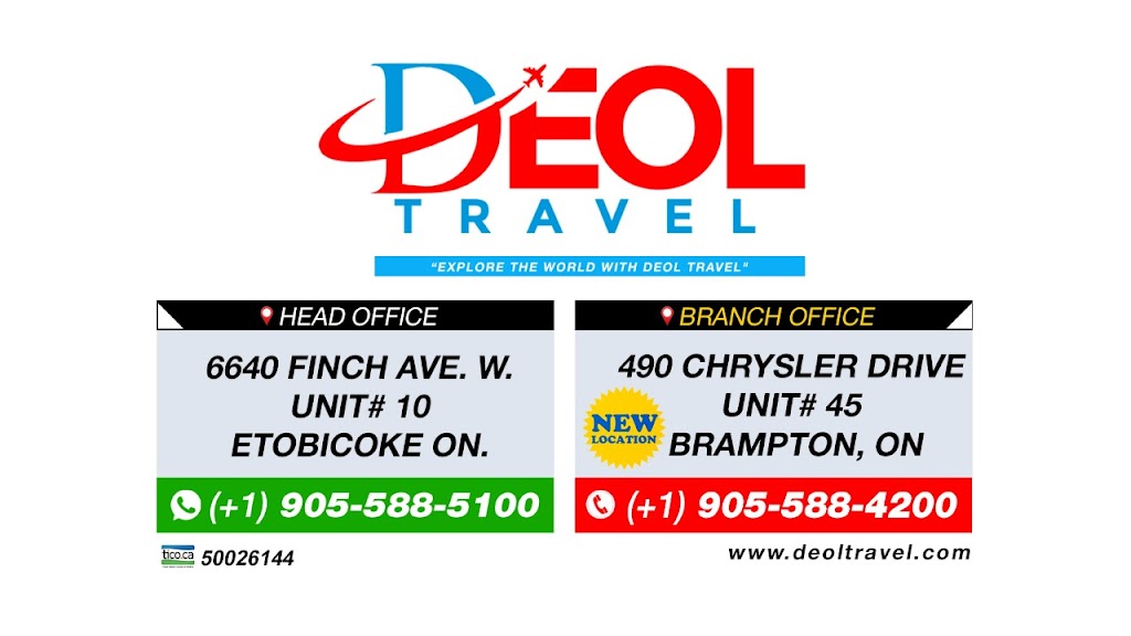 DEOL TRAVEL | 490 Chrysler Dr Unit 45, Brampton, ON L6S 0C1, Canada | Phone: (905) 588-4200