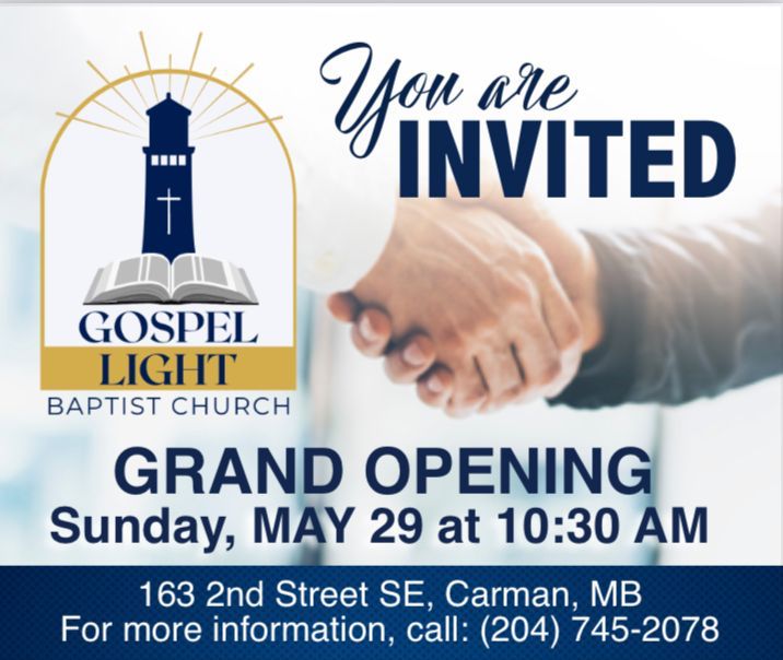 Gospel Light Baptist Church | 163 2nd St SE, Carman, MB R0G 0J0, Canada | Phone: (204) 745-2078