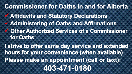 Commissioner of Oaths in Calgary NW (Same Day Appointments) | 88 Nolancrest Manor NW, Calgary, AB T3R 0V8, Canada | Phone: (403) 471-0180