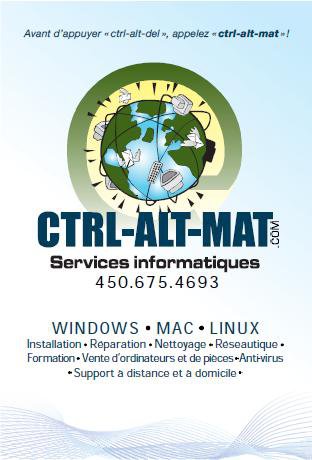 CTRL-ALT-MAT SERVICES DE TECHNICIEN INFORMATIQUE | 2450 Rue Pilon, Val-David, QC J0T 2N0, Canada | Phone: (450) 675-4693