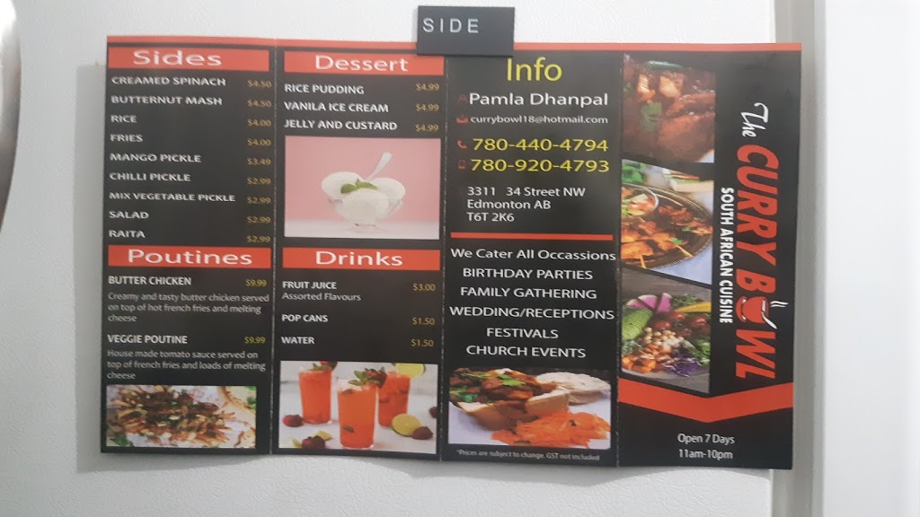 The Curry Bowl | 3311 34 St NW, Edmonton, AB T6T 2K6, Canada | Phone: (780) 440-4795