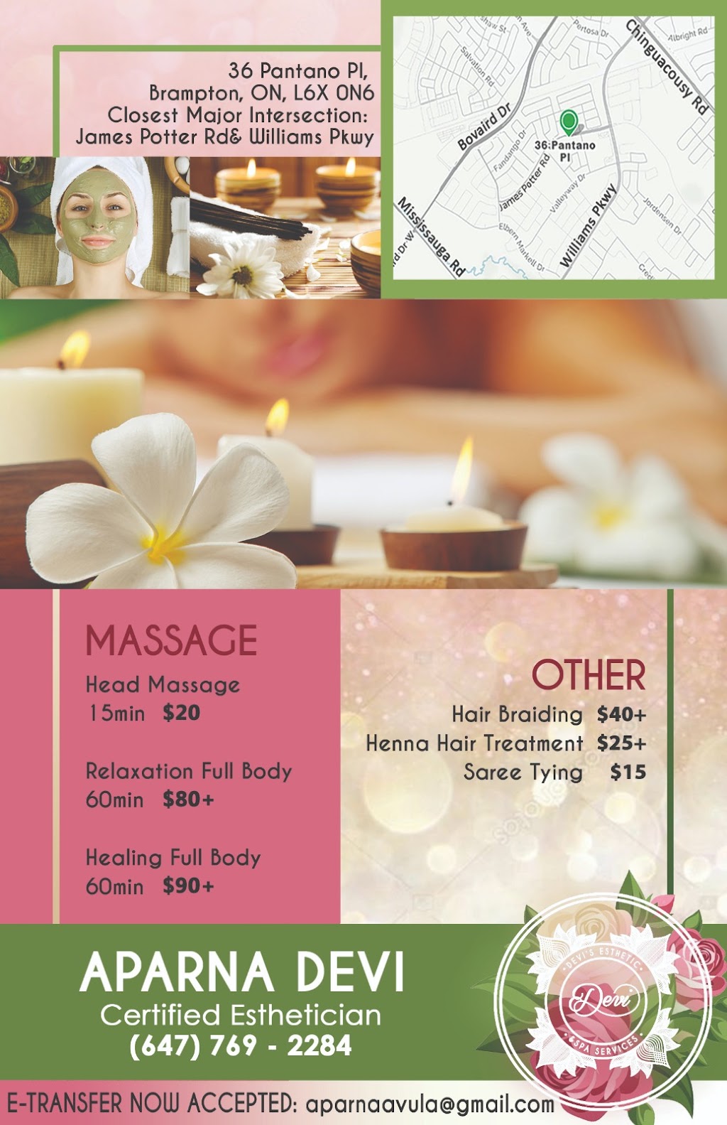 DEVIS ESTHETIC AND SPA SERVICES | 36 Pantano Pl, Brampton, ON L6X 0N6, Canada | Phone: (647) 769-2284